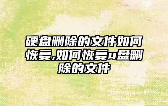 硬盤刪除的文件如何恢復,如何恢復u盤刪除的文件