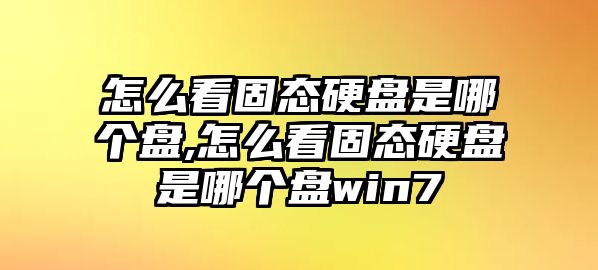 怎么看固態硬盤是哪個盤,怎么看固態硬盤是哪個盤win7