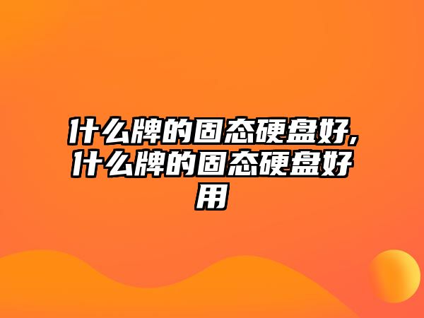 什么牌的固態硬盤好,什么牌的固態硬盤好用