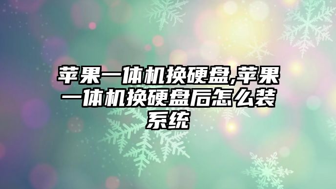 蘋果一體機換硬盤,蘋果一體機換硬盤后怎么裝系統