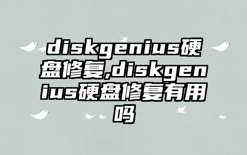 diskgenius硬盤修復,diskgenius硬盤修復有用嗎